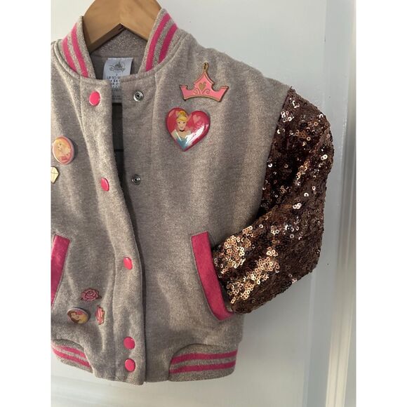 Disney Princess Sequence Tan/Pink Varsity Style Jacket Size 3 - Picture 4 of 11